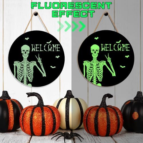Halloween Door Wreath Skull Welcome Sign 12 Inch