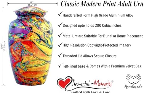 Modern Print Urn with Velvet Bag - Rainbow Tie Dye Cremation Urn