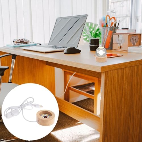 Angoily 5 Pcs Wooden LED Display Base for Crystal Art