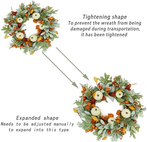 Autumn Pumpkin Wreath for Front Door Decor