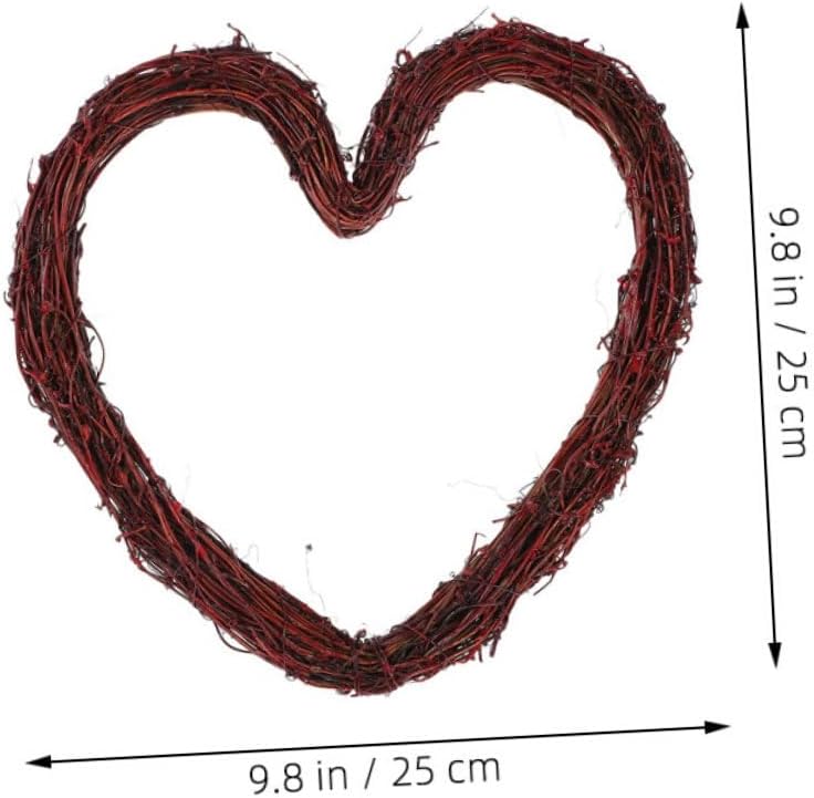 ABOOFAN Heart Shape Rattan Wreath Hanger Wall Decor Accessory