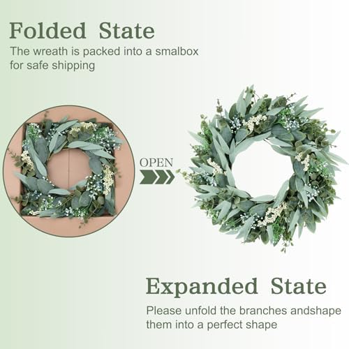 26 Inch Eucalyptus Wreath Artificial Greenery