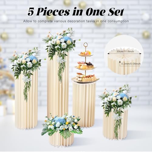 Foldable Paper Columns Display Pedestals 5pcs Wedding Centerpieces
