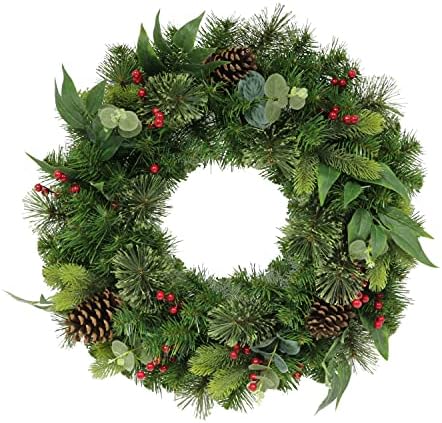 Puleo International 24 Inch Mixed Christmas Wreath with Greenery