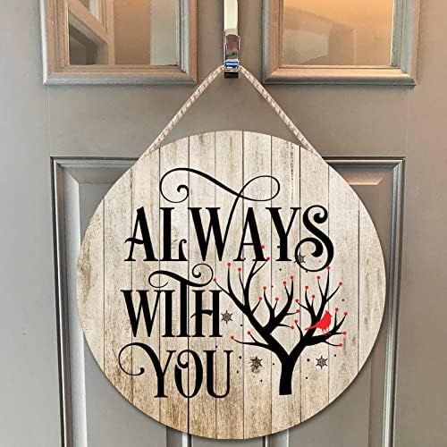 Farmhouse Front Door Hanger with Red Birds Quote Wood Sign 12x12