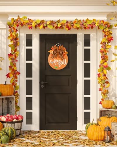 Hello Fall Wreath for Front Door 12 Inch