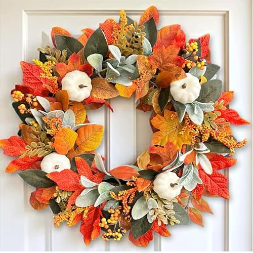 Waipfaru Fall Wreath for Front Door 22 Inches