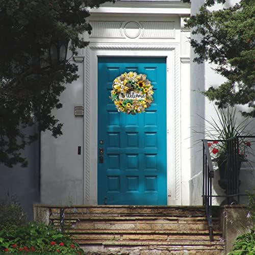 Yellow Sunflower Bee Wreath for Front Door