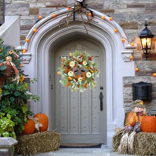 Autumn Pumpkin Wreath for Front Door Decor