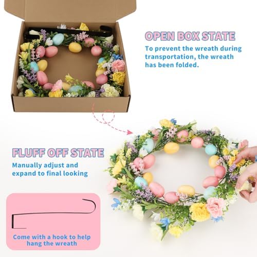 16 Inch Easter Wreath with Eggs and Flowers