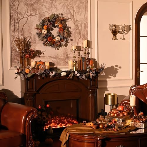 Valery Madelyn 24 Inch Eucalyptus Wreath with Lights