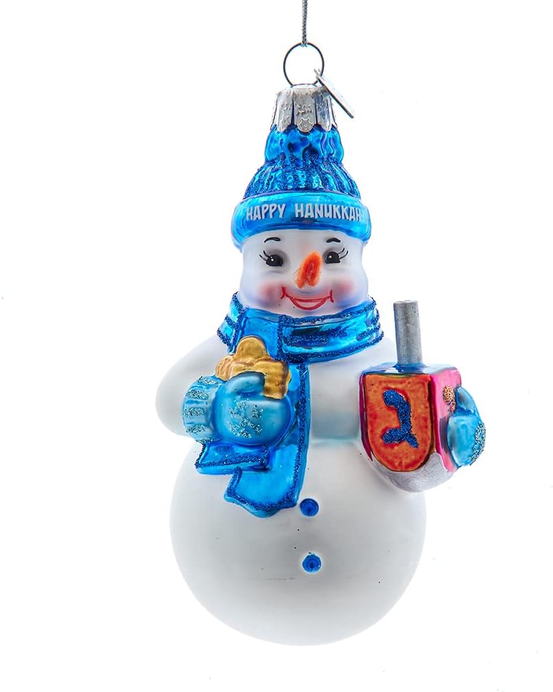 Kurt Adler 425 Inch Noble Gems Glass Hanukkah Snowman Ornament