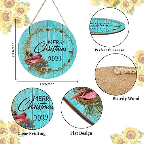 Farmhouse Door Hanger Red Bird Holly Berry Wreath 10x10in