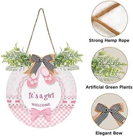 Exnundod Welcome Girl Wreath Door Hanger 12in