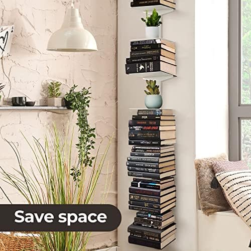 Floating Book Shelves 8 Tier Metal Wall Organizer 4 Pack