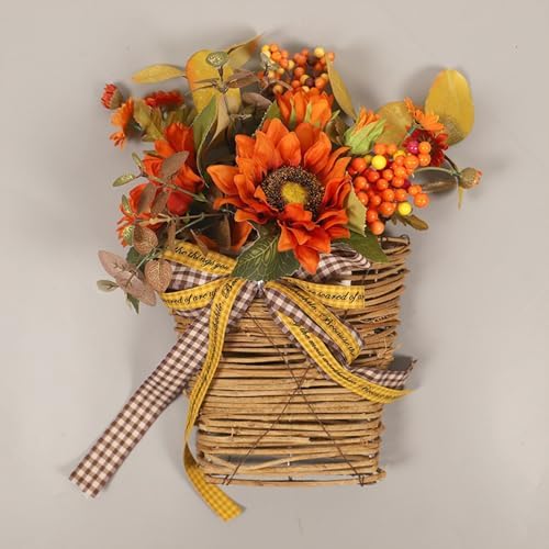 Belupai Fall Door Wreath Decor with Sunflowers and Berries