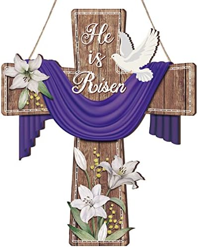 BBTO Easter Door Sign He Is Risen Hanging Decor