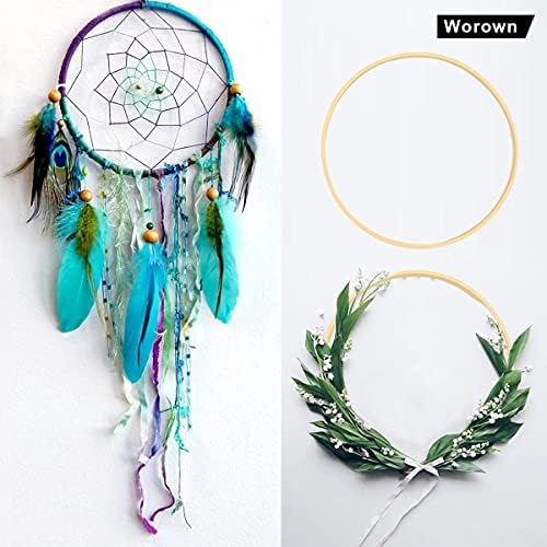 Worown 12 Inch Bamboo Hoops 2 Pack for Wreaths and Crafts