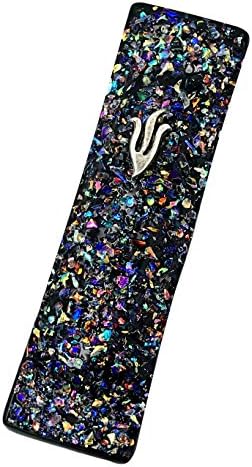 Tamara Baskin Art Glass Sparkling Jewel Tone Mezuzah Gloss Black