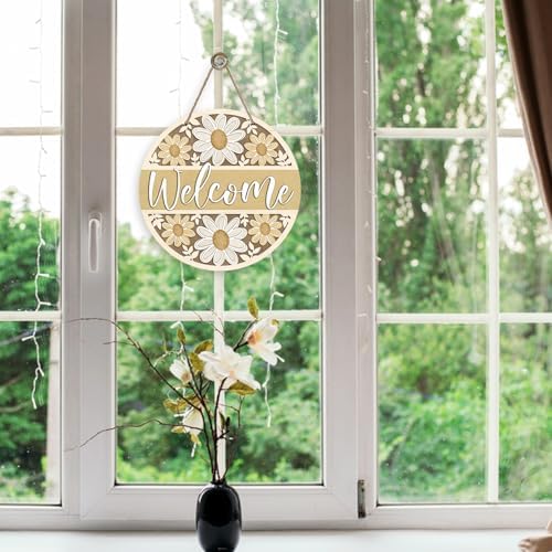 Deroro Spring Summer Daisy Flower Front Door Sign
