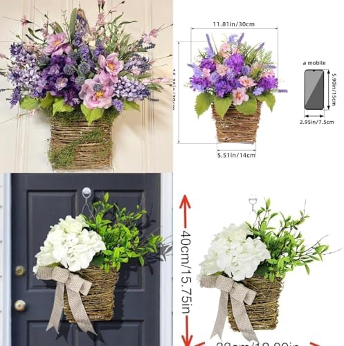Manutox Hydrangea Door Wreath Basket Decor