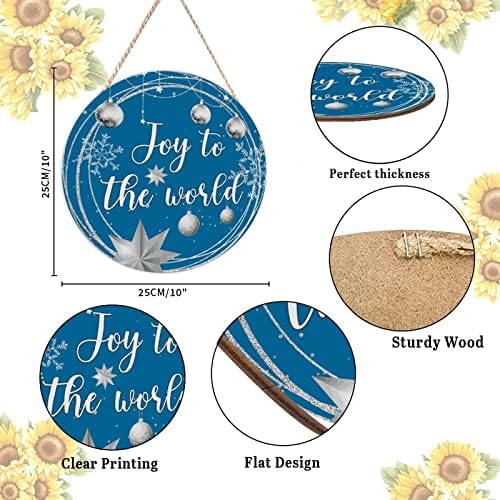 Christmas Gold Wreath Door Hanger 10x10in Wood Sign