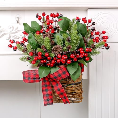 Christmas Door Wreath with Berries and Pine Cones