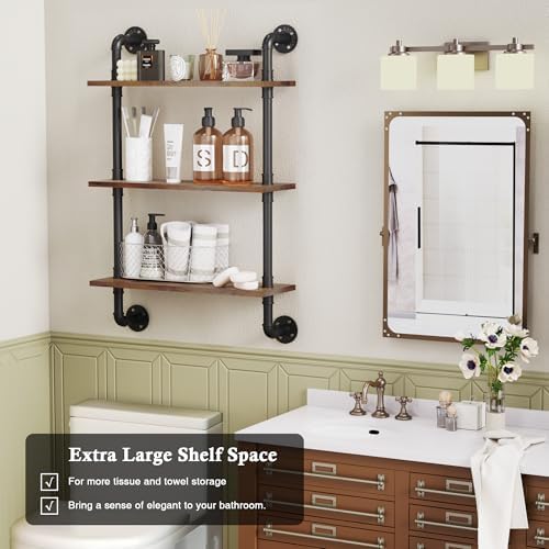 Merapi 24 Inch Industrial Floating Shelves 3 Tier