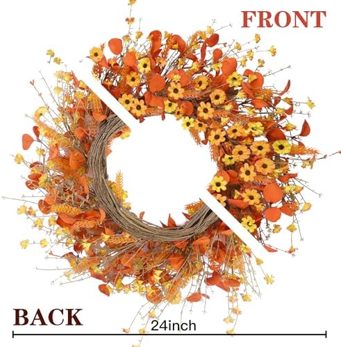 Autumn Harvest Wreath 24 Fall Daisy Door Decor