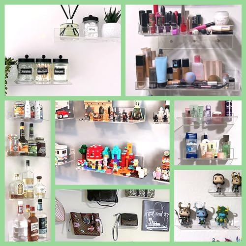 FEMELI 2PCS 24 Clear Acrylic Floating Shelves for Wall Mounting