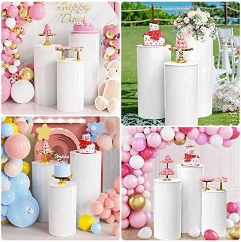 Stylish White Cylinder Pedestal Stands 3PCS Display Decor