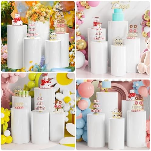 5PCS White Cylinder Display Stands for Parties