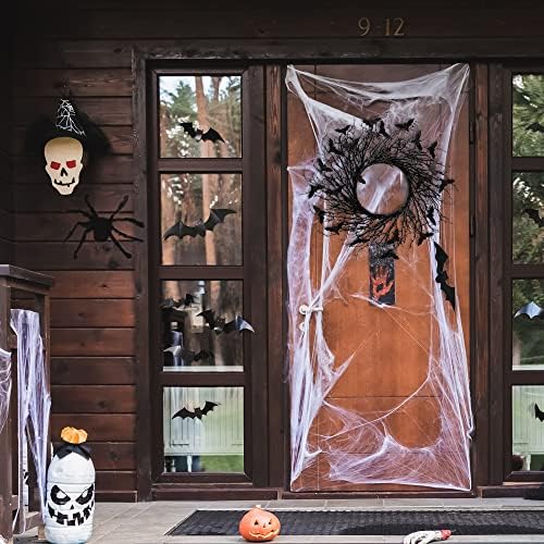 Sggvecsy 177 Inch Black Twig Wreath with Glitter Bats