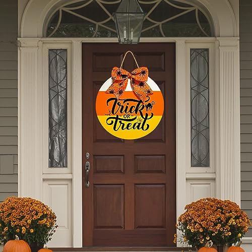 Trick or Treat Halloween Door Sign with Spider Web Pattern