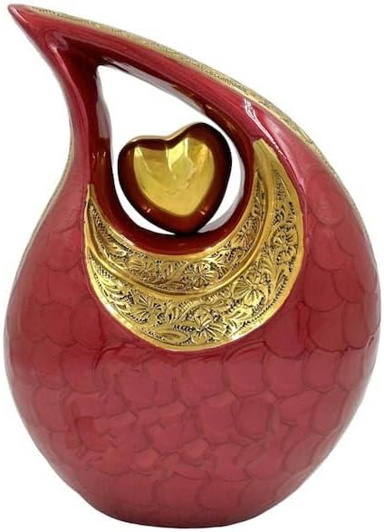 Personalized Engraved Teardrop Urn 11x8 Inches Golden Heart