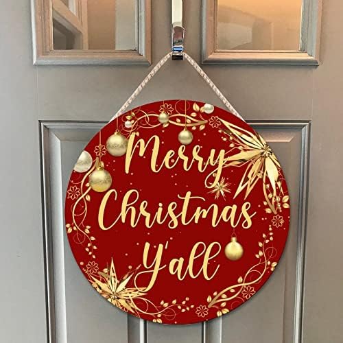 Farmhouse Front Door Hanger Christmas Gold Wreath Decoration