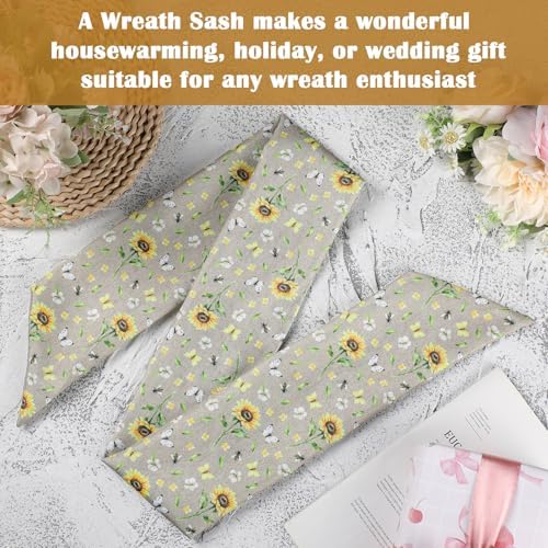 Boho Wreath Sash for Front Door - 2 Pcs Sunflower Style