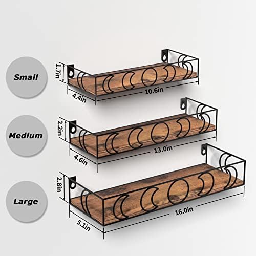 PHAREGE Moon Phase Floating Shelves Set of 3