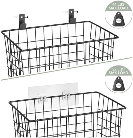 Light Dust Wall Hanging Baskets 3 Pack for Kitchen Organization