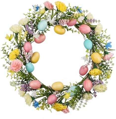 16 Inch Easter Wreath with Eggs and Flowers