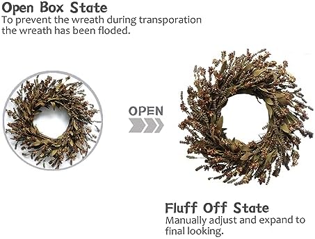 TEMPUS 20 Inch Artificial Coffee-Colored Fall Wreath
