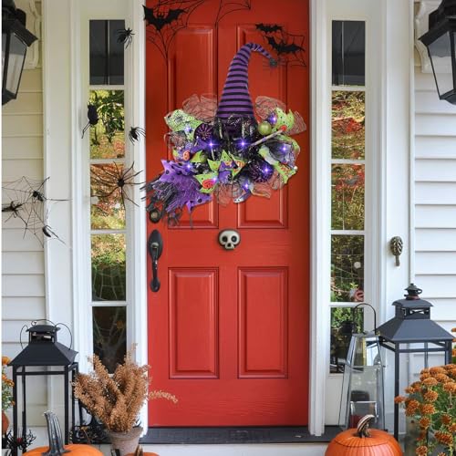 Spooky Halloween Wreath with Purple Lights