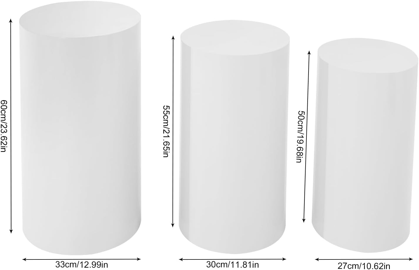 3 Pcs Round Cylinder Pedestal Stand White
