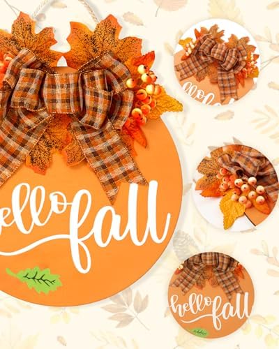 Hello Fall Wreath for Front Door 12 Inch