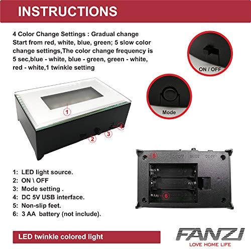 FANZI LED Rectangular Light Display Base for Crystals and Glass Art - Black