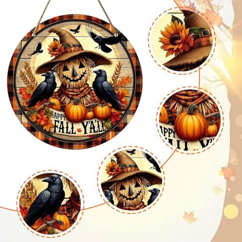 12 Inch Crow Wreath Halloween Door Decor