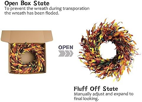 Bibelot Fall Leaf Wreath 20 Inch Autumn Decor