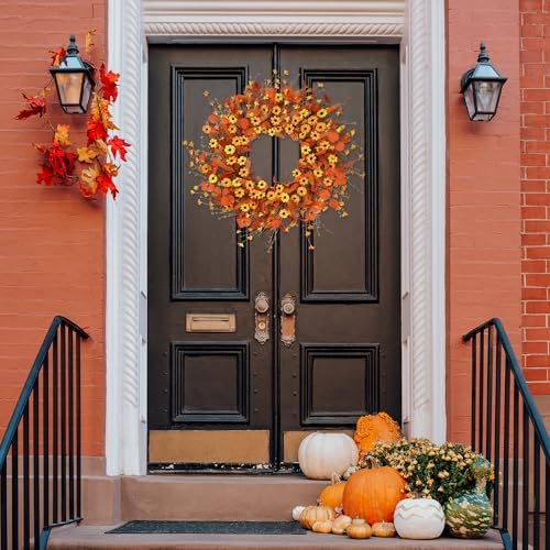 Autumn Harvest Wreath 24 Fall Daisy Door Decor