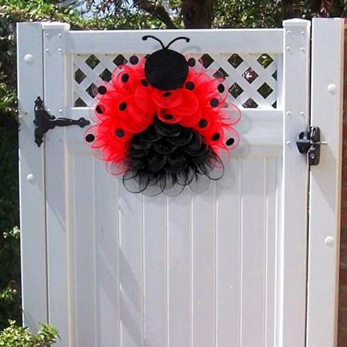 15-Inch Ladybug Door Wreath Decor