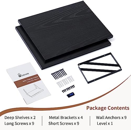 Axeman 16W x 12D Black Floating Shelves Set of 2